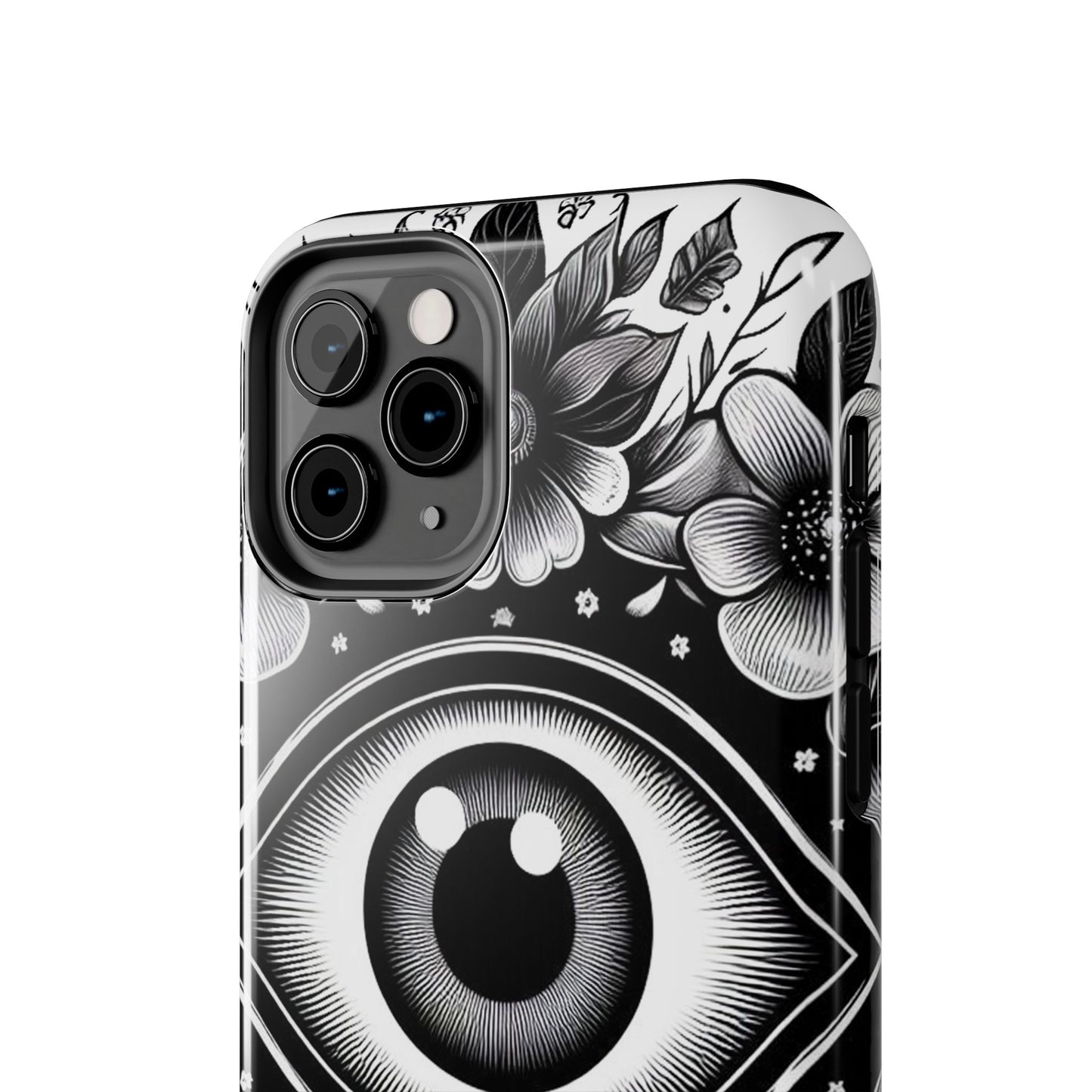 "Black and White Floral Guardian Evil Eye Phone Case"