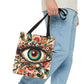 Surreal Art Tote – Mesmerizing Evil Eye & Floral Fusion Canvas Tote