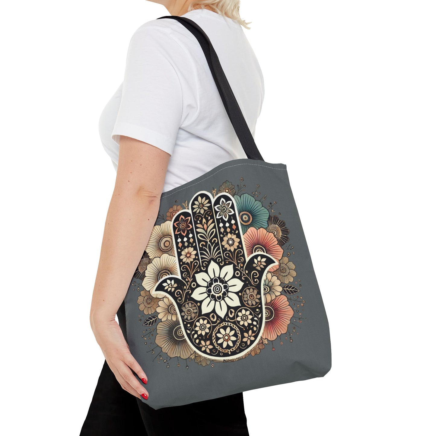 "Boho Blossom Hamsa Tote"