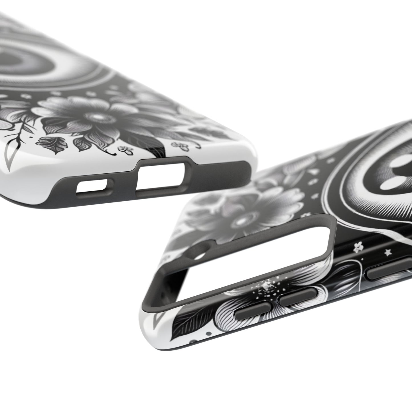 "Black and White Floral Guardian Evil Eye Phone Case"