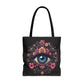 "Celestial Guardian: Floral Eye Canvas Tote"