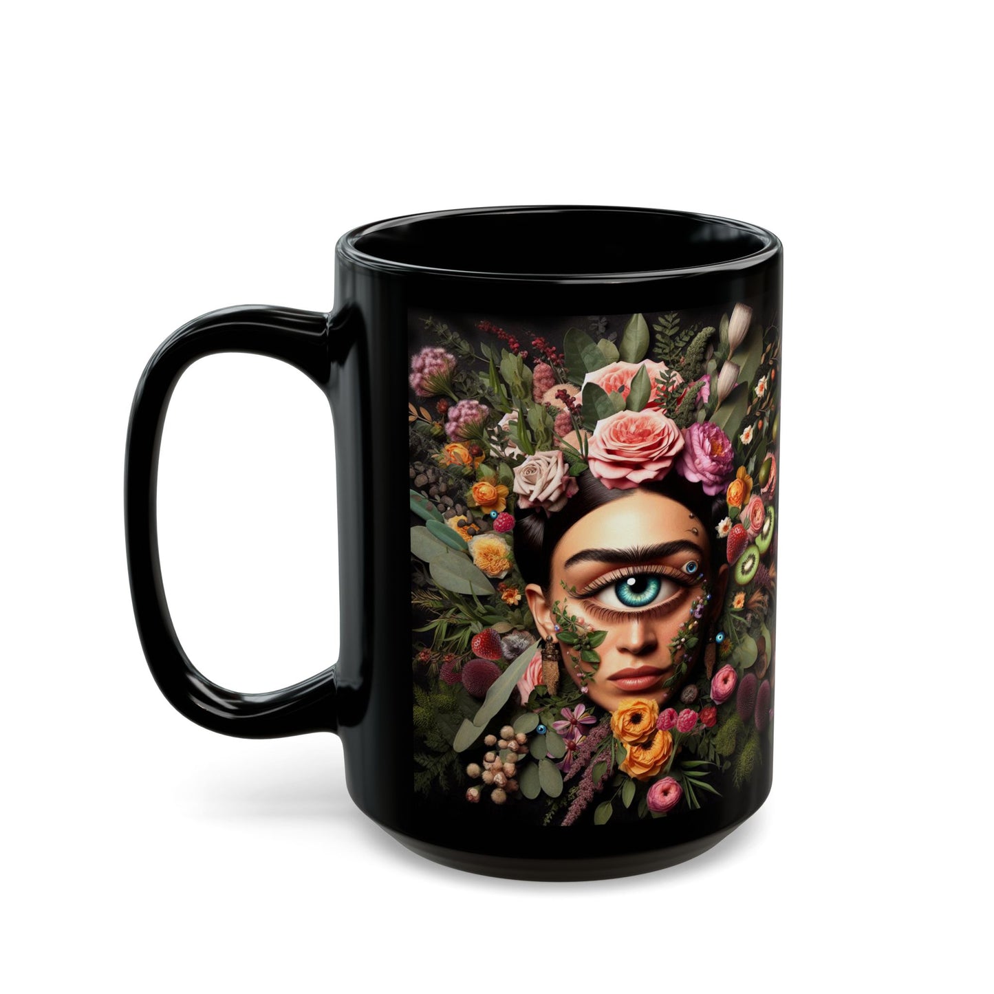 "Flourishing, fabulous, and fully caffeinated" Black Ceramic Coffee Mug 11oz / 15oz