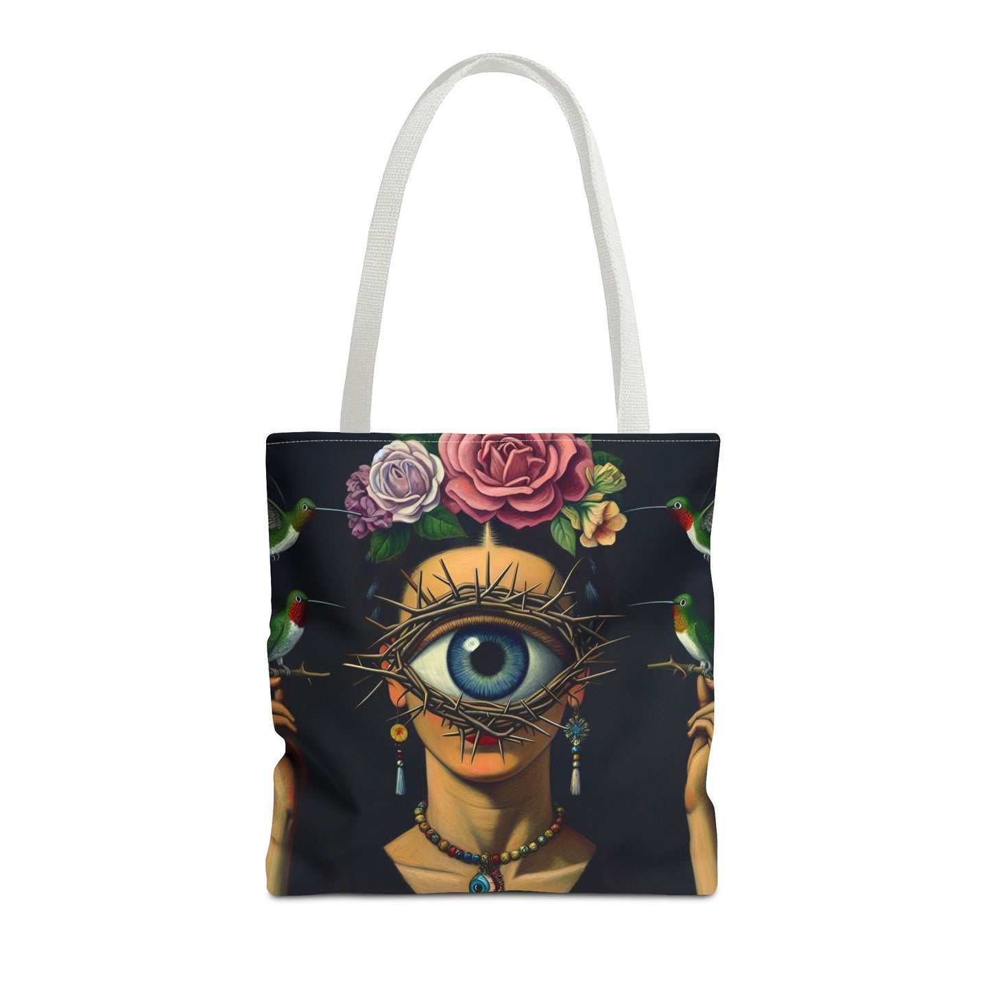 Edgy and Iconic – Surreal Portrait Canvas Tote