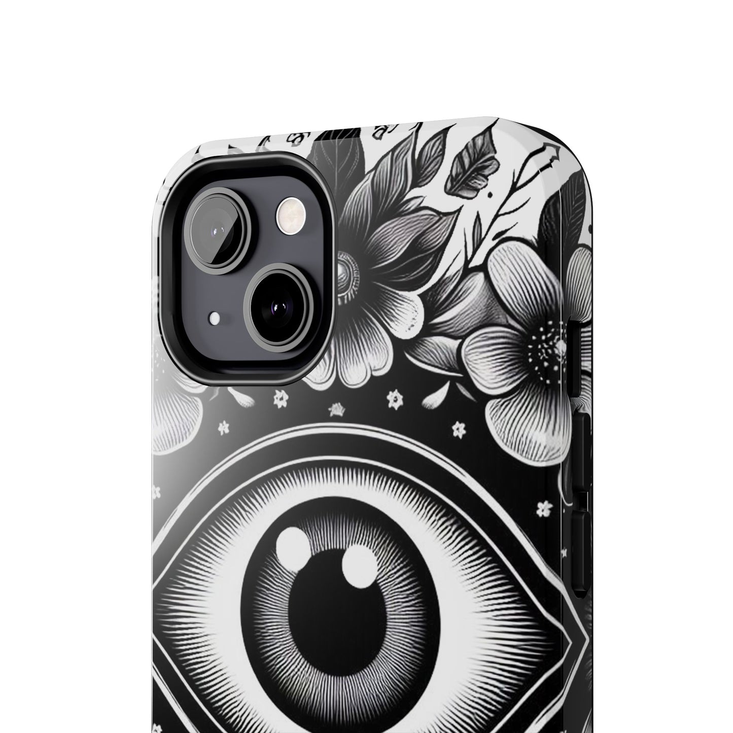 "Black and White Floral Guardian Evil Eye Phone Case"