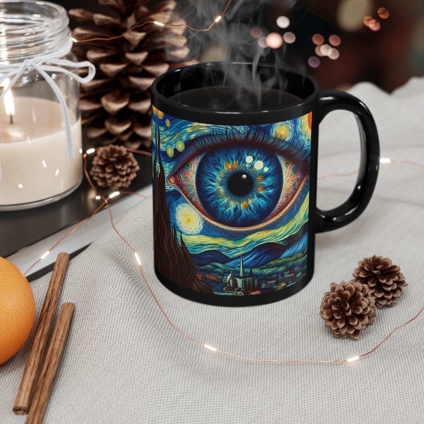 Cosmic Awakening Mug" Black Ceramic Coffee Mug 11oz / 15oz