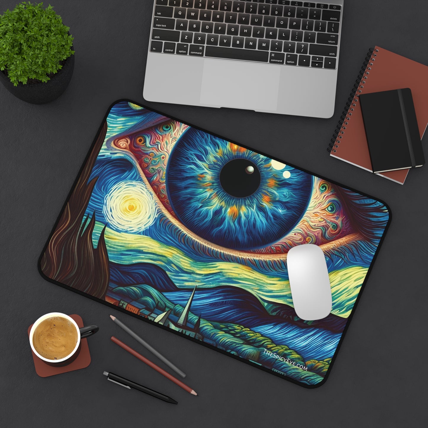 "Stare into the Abyss: The Evil Eye starry Desk Pad That Commands Attention"