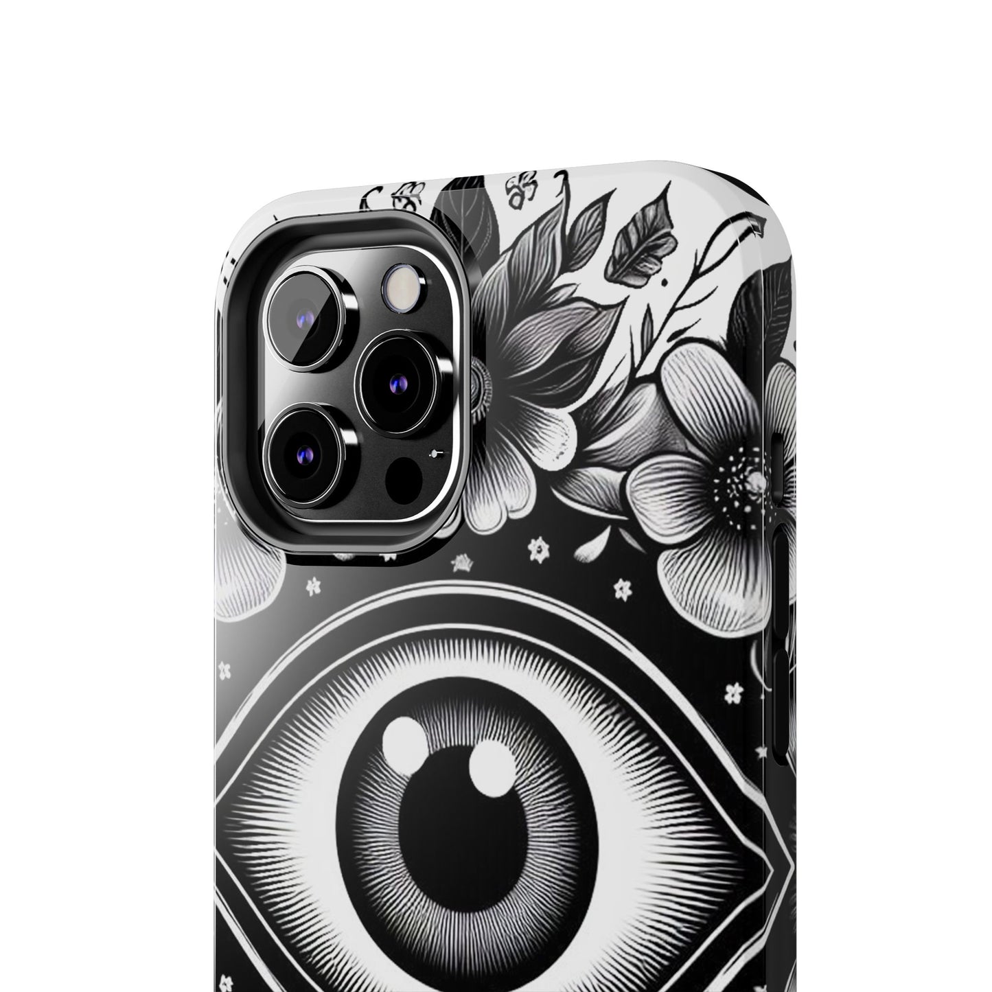 "Black and White Floral Guardian Evil Eye Phone Case"