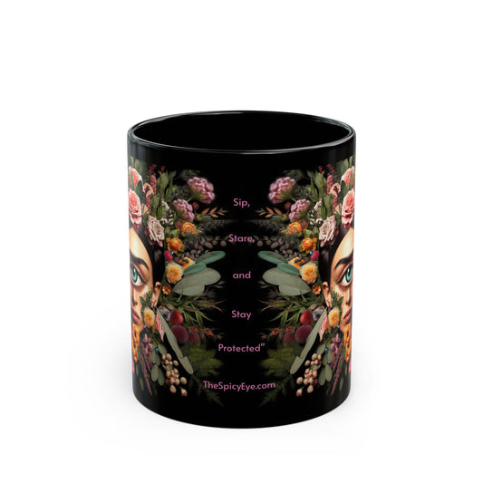 "Flourishing, fabulous, and fully caffeinated" Black Ceramic Coffee Mug 11oz / 15oz