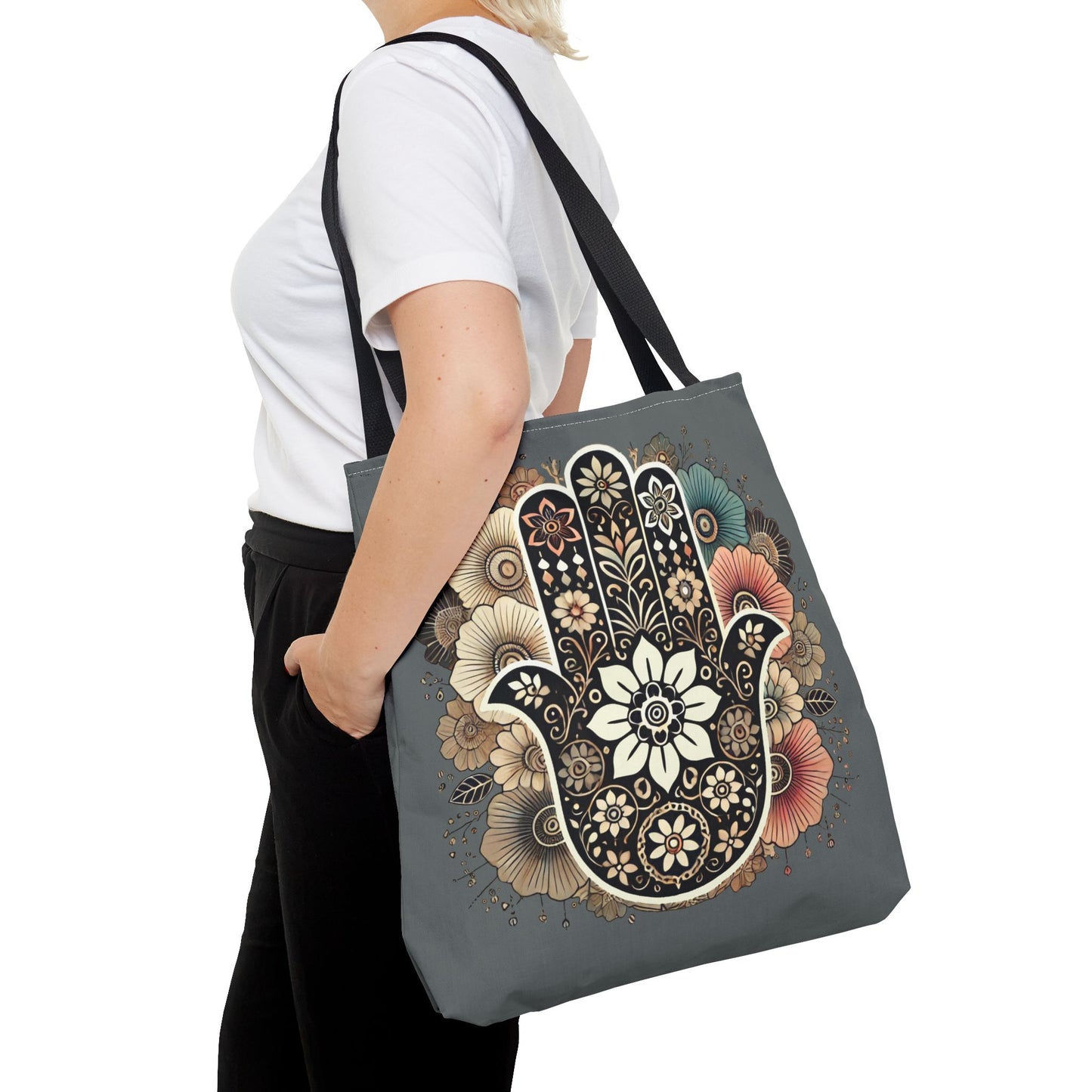 "Boho Blossom Hamsa Tote"