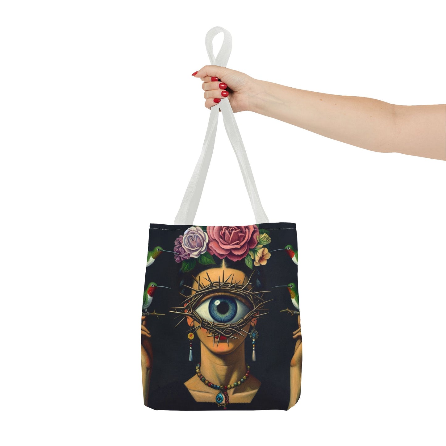 Edgy and Iconic – Surreal Portrait Canvas Tote