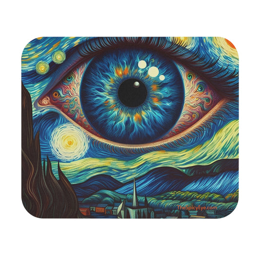 "Staring Contest Under the Starry Night" Mouse Pad