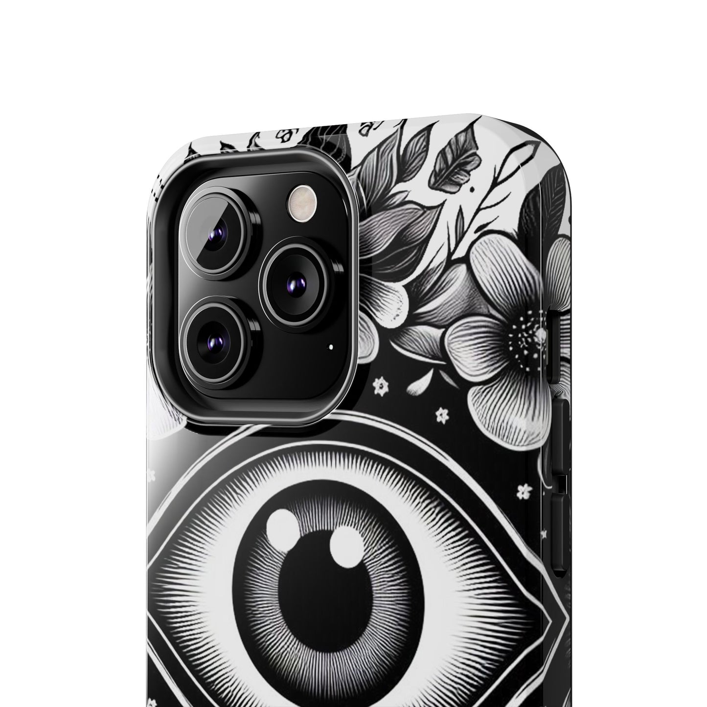 "Black and White Floral Guardian Evil Eye Phone Case"