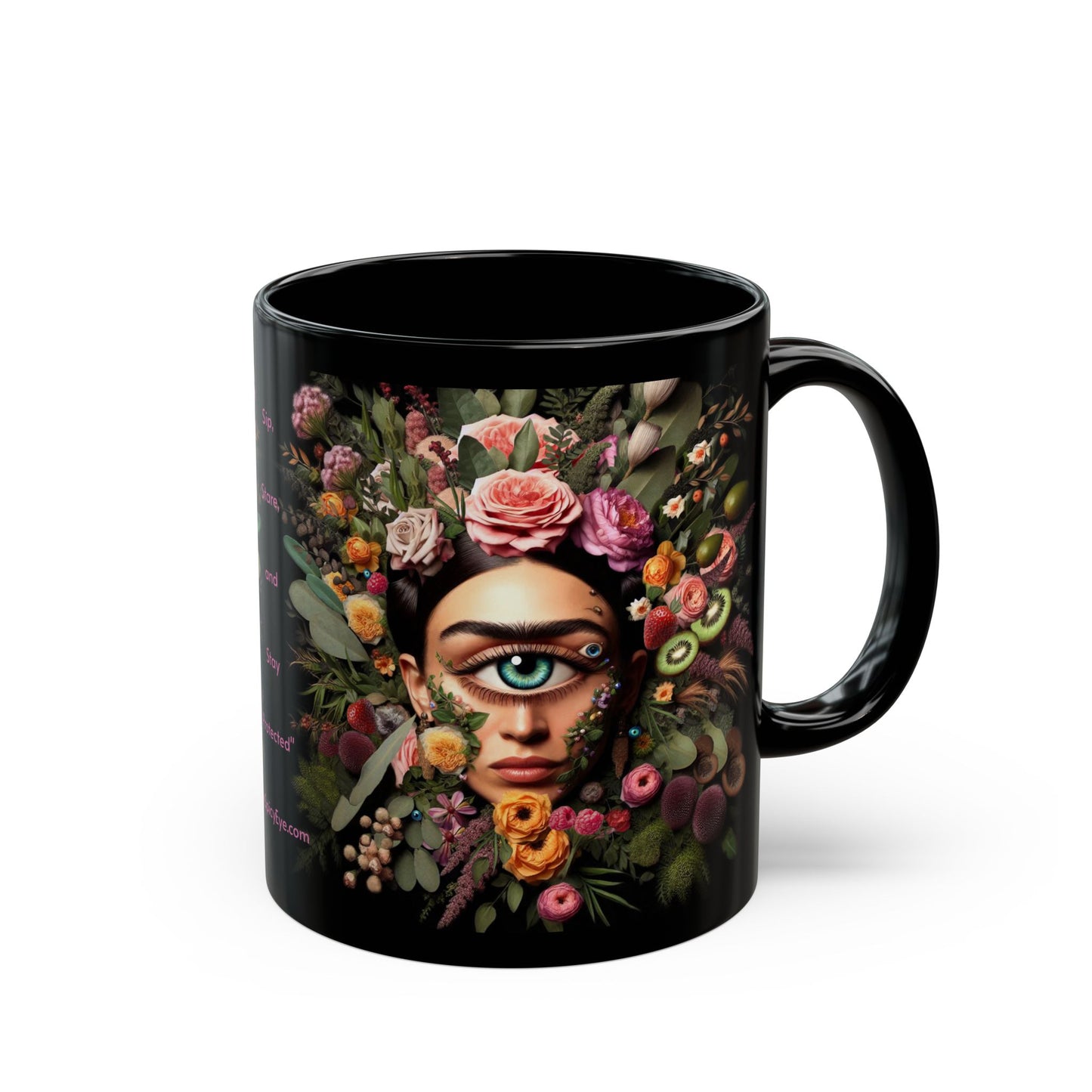 "Flourishing, fabulous, and fully caffeinated" Black Ceramic Coffee Mug 11oz / 15oz