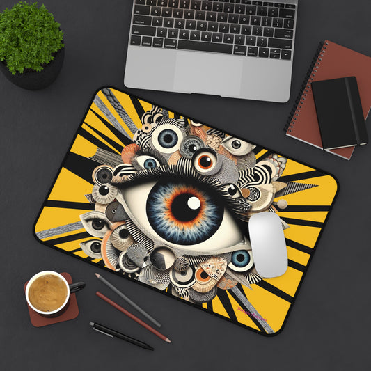 "The Productivity Stare" – Judging Your Every Click Since Arrival 🧿👀Desk Mat