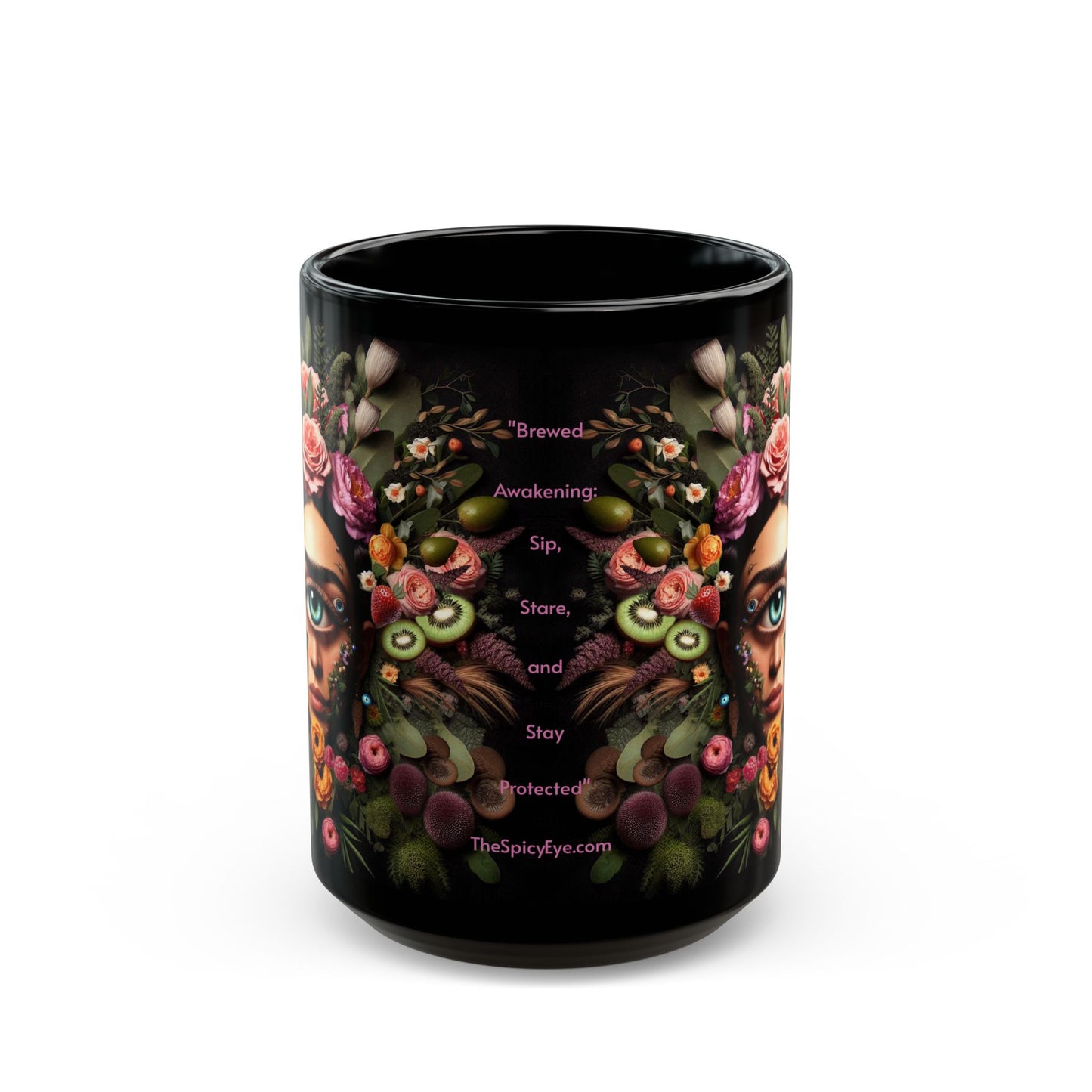 "Flourishing, fabulous, and fully caffeinated" Black Ceramic Coffee Mug 11oz / 15oz