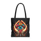 "Mystic Hands & Evil Eye Canvas Tote – A Symbol of Protection & Elegance"