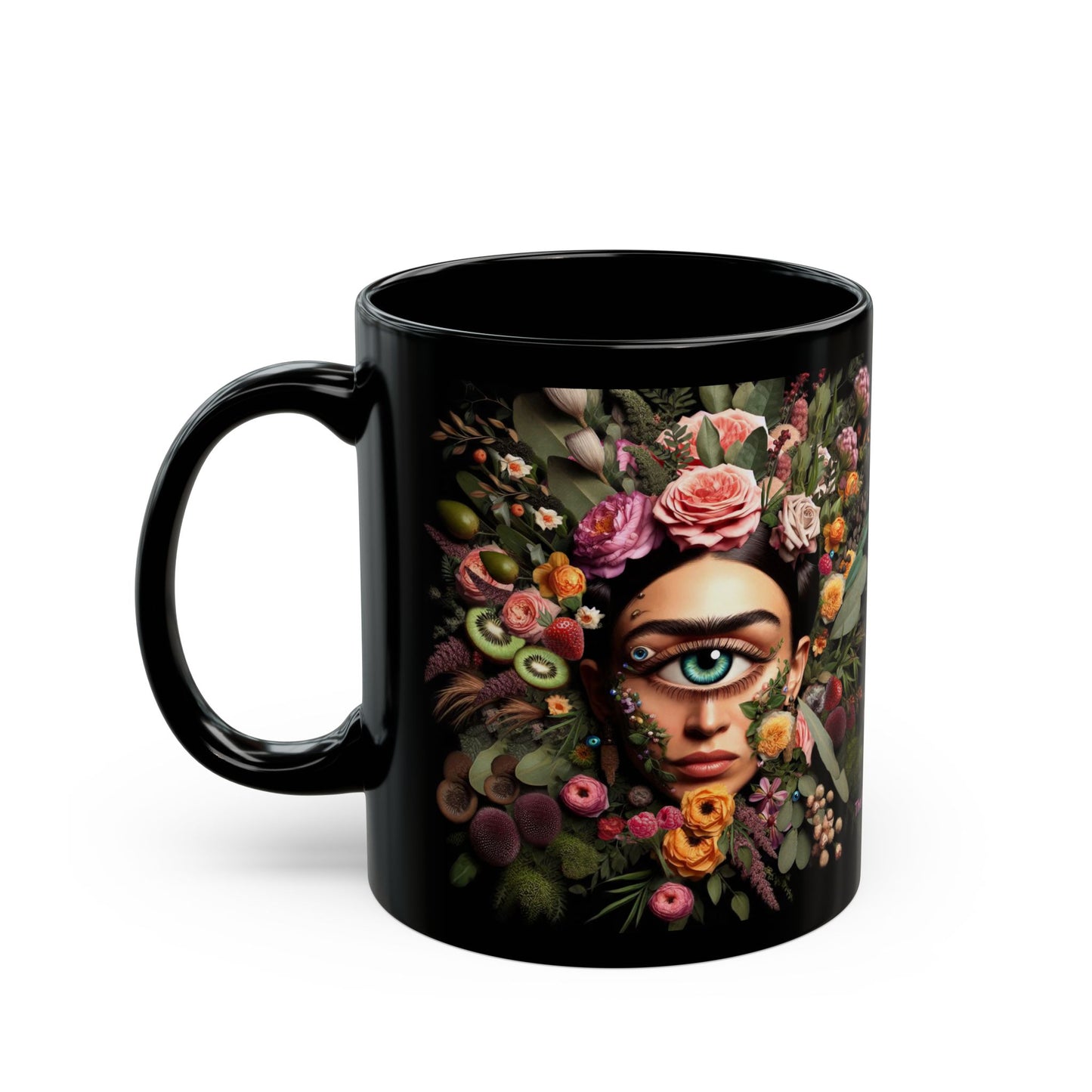 "Flourishing, fabulous, and fully caffeinated" Black Ceramic Coffee Mug 11oz / 15oz