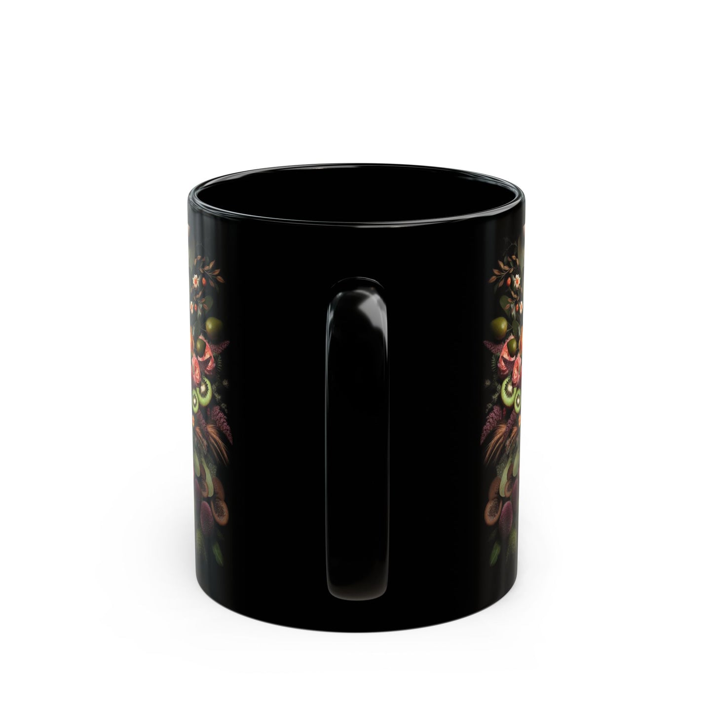 "Flourishing, fabulous, and fully caffeinated" Black Ceramic Coffee Mug 11oz / 15oz