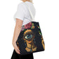 Edgy and Iconic – Surreal Portrait Canvas Tote