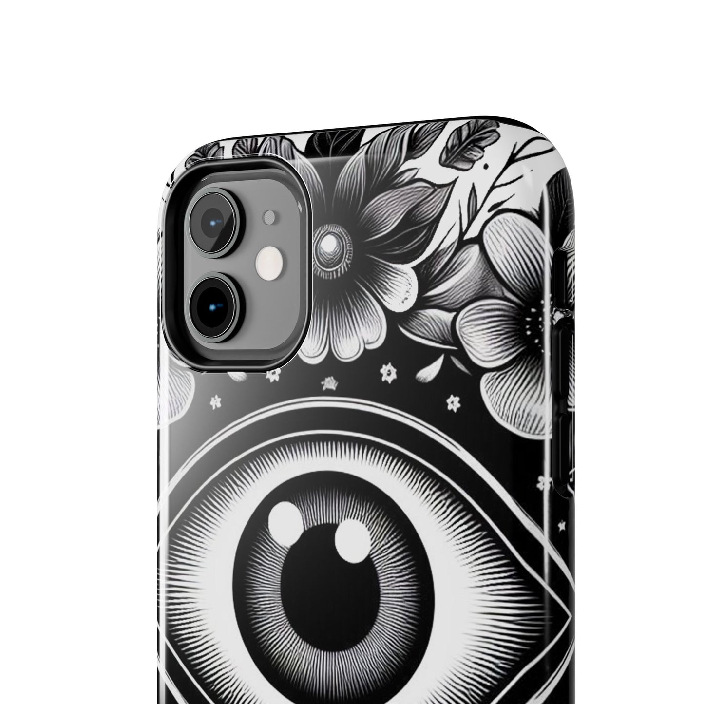 "Black and White Floral Guardian Evil Eye Phone Case"