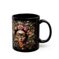 "Flourishing, fabulous, and fully caffeinated" Black Ceramic Coffee Mug 11oz / 15oz