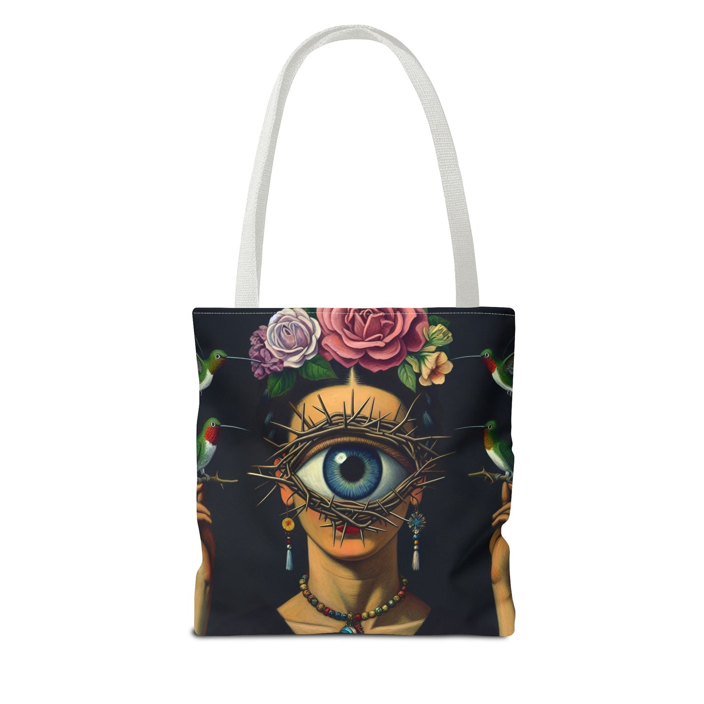 Edgy and Iconic – Surreal Portrait Canvas Tote