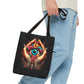 "Mystic Hands & Evil Eye Canvas Tote – A Symbol of Protection & Elegance"