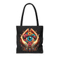 "Mystic Hands & Evil Eye Canvas Tote – A Symbol of Protection & Elegance"