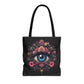 "Celestial Guardian: Floral Eye Canvas Tote"