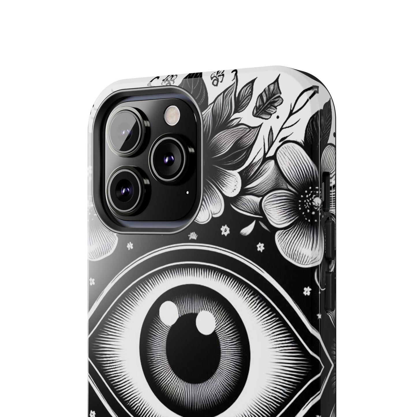 "Black and White Floral Guardian Evil Eye Phone Case"