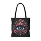 "Celestial Guardian: Floral Eye Canvas Tote"